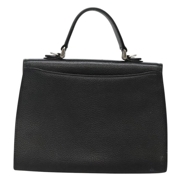 Burberrys Hand Bag Leather Black Silver Auth BA3309 - Picture 1 of 16